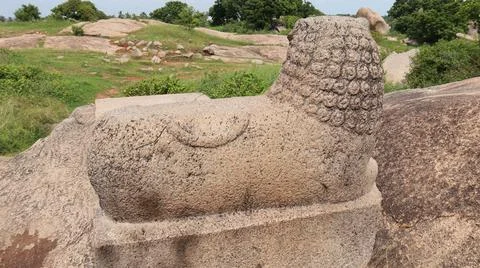 Tharamaraja Stone Throne This is a large rectangular lion shaped throne carve Foto stock