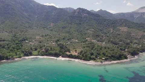 Thassos beach road H.265 Stock Footage 230610880