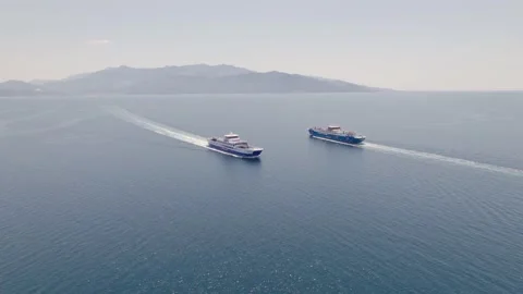 Thassos ferry trafic H.265 Stock Footage 230611372
