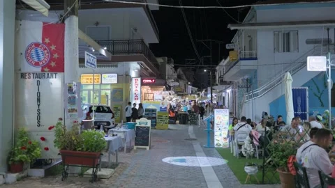 THASSOS, GREECE - SEPTEMBER 15, 2025 Evening street Stock Footage 341683707