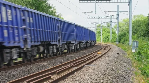 Thatcham, UK - June 2nd 2024: Aggregate Train running on the Great Western Line Stock Footage 277915212