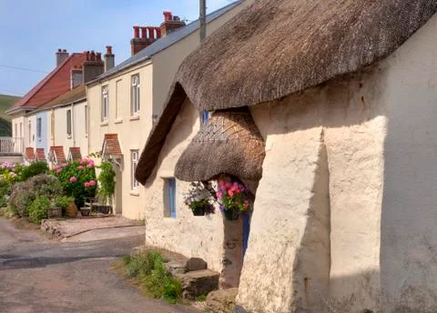 Thatched cottage, devon Stock Photos