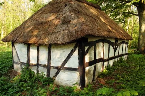 Thatched cottage hut Stock Photos