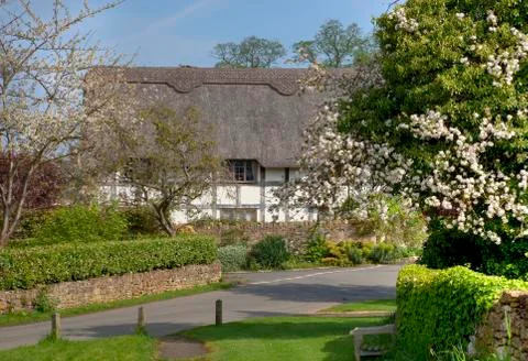 Thatched cottage at Stanton Stock Photos