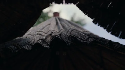 Thatched Roof Structure Viewed from Below at Jarun Video stock 337263433