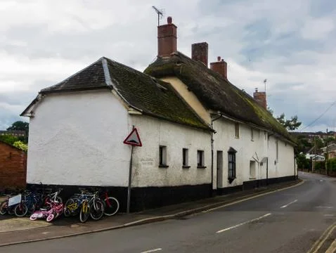 Thatched Roofs in England, State of Devon, Crediton. Stock-Fotos