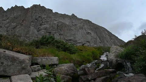Thatchtop Mountain and Small Cascade Stock Footage 147604778