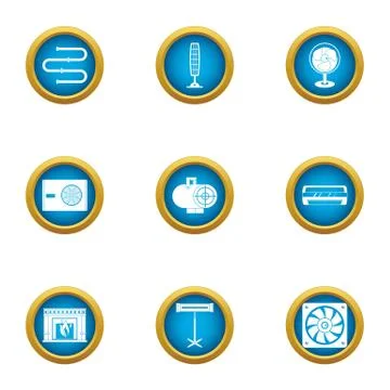 Thaw icons set, flat style Stock Illustration