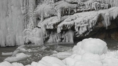 Thaw in the mountain river Stock Footage 85238293