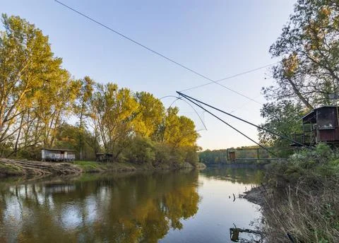 Thaya-Morava confluence intersection of three borders: Austrian, Czech and... Stock Photos