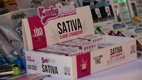 THC candy on display Stock Footage 150803627