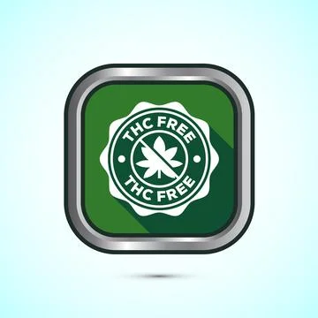 THC free icon design illustration, CBD hemp oil label, marijuana oil, Green.. Stock Illustration