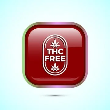 THC free icon design illustration, CBD hemp oil label, marijuana oil, Red C.. Stock Illustration