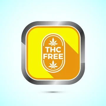THC free icon design illustration, CBD hemp oil label, marijuana oil, Yello.. Stock Illustration
