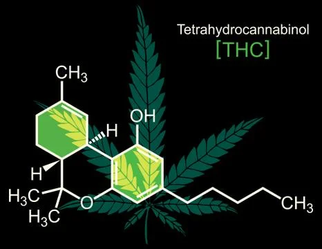 THC Molecule on Black Stockillustratie