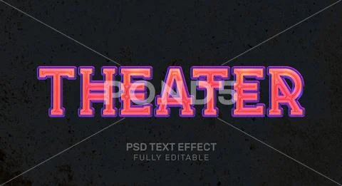 Theater 3D Text Style Effect Mockup - PSD Template PSD Template