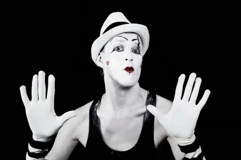 Theater actor in makeup mime clown Stock Photos