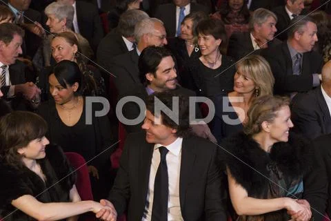 Theater audience handshaking Stock Photos