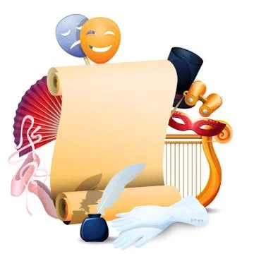 Theater Background Flat Composition Poster Stock Illustration