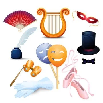 Theater Background Flat Icons Set イラスト素材