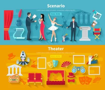 Theater Banner Set Stock Illustration