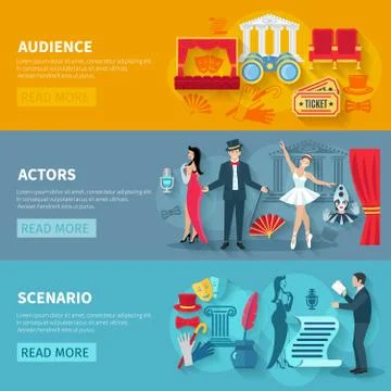 Theater Banner Set Stock Illustration