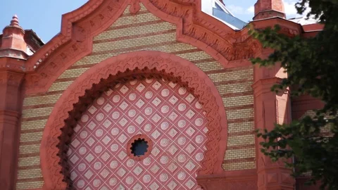Theater building made of old red bricks. Art, architecture, modern trends Stock Footage 99603092