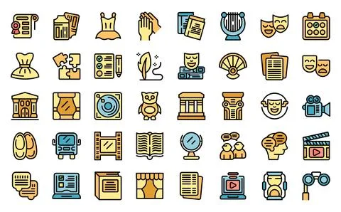 Theater class icons set vector flat Stock Illustration
