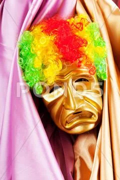 Theater concept with masked actor Stock Photos
