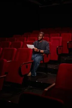 Theater Director Reading Script Stock Photos
