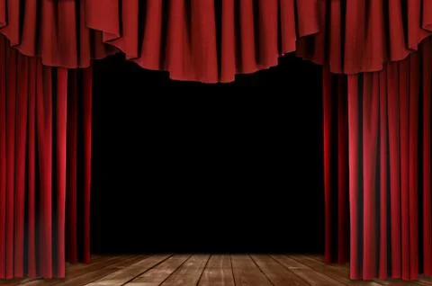 Theater drapes with wood floor Stock Photos