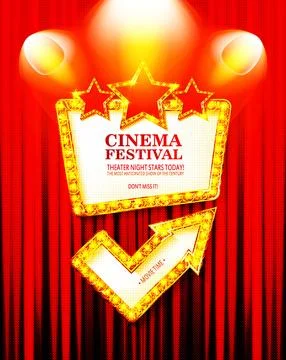 Theater frame illuminated by spotlight. Stock Illustration