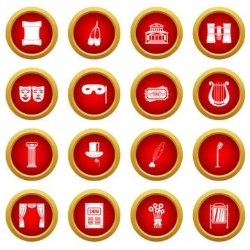 Theater icon red circle set Stock Illustration