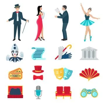 Theater Icons Set Stock Illustration