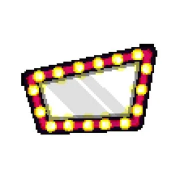 Theater makeup mirror frame pixel art vector illustration Stock Illustration