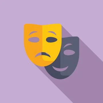 Theater mask icon flat vector. Mental busy coping skills Illustrazione stock