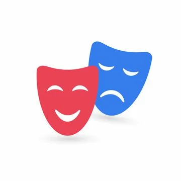Theater mask vector icon. Comedy and drama symbol isolated on white background Stock Illustration