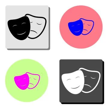 Theater masks. flat vector icon Stock Illustration