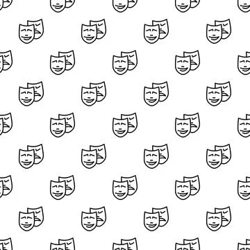Theater masks pattern creating repeating seamless background イラスト素材