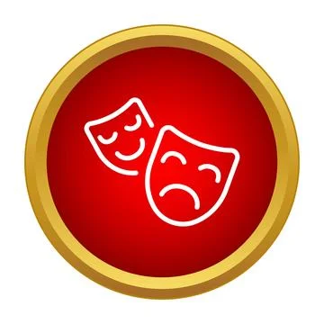 Theater masks representing comedy and tragedy drama icon Stock Illustration