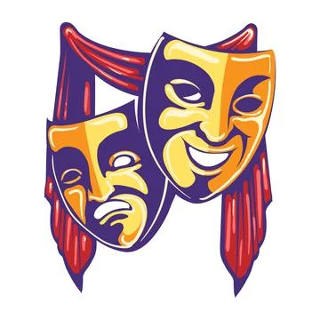 Theater Masks Retro Emblem Stock Illustration