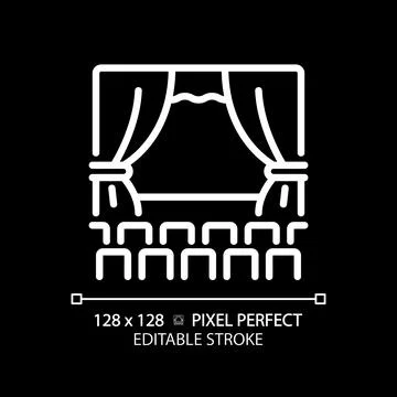Theater performance pixel perfect white linear icon for dark theme Stock Illustration