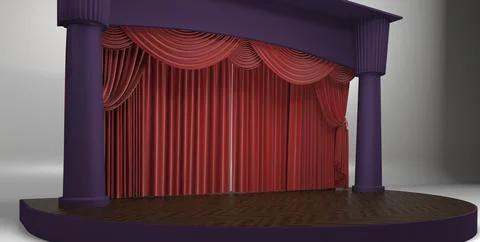 THEATER SCENE WITH RED CURTAINS 3D Model