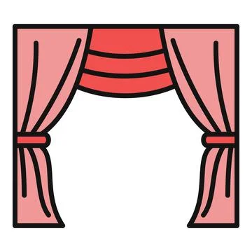 Theater stage curtains opening for a performance Illustrazione stock