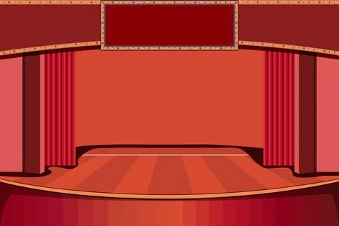 Theater stage with red curtains. Vector illustration Stock Illustration