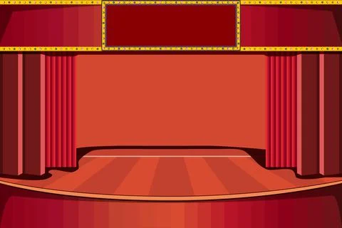 Theater stage with red curtains. Vector illustration Stock Illustration