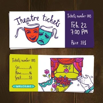 Theater Ticket Set 스톡 일러스트