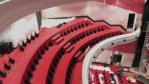A theater under full renovation during the global pandemic Stock Footage 159435219
