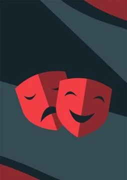 Theater vector poster background for adding additional text with happy and sad Stock Illustration