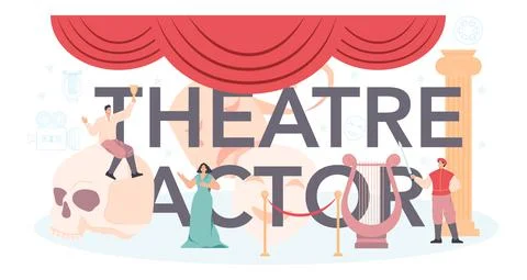 Theatre actor typographic header. Classical theatrical play performer. Stock Illustration